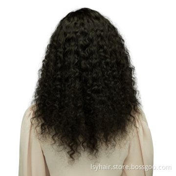 Factory price deep wave virgin human brazilian hair weave 3 bundles with lace frontal